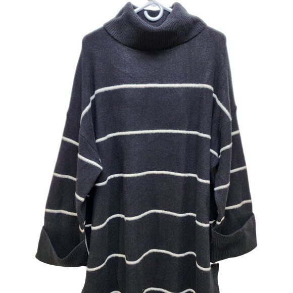 Ava & Viv Size 2X Black & White Striped Turtleneck Sweater Dress - Picture 3 of 7